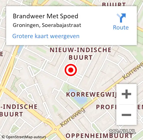 Locatie op kaart van de 112 melding: Brandweer Met Spoed Naar Groningen, Soerabajastraat op 23 april 2020 16:24