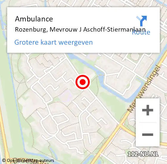 Locatie op kaart van de 112 melding: Ambulance Rozenburg, Mevrouw J Aschoff-Stiermanlaan op 23 april 2020 16:32