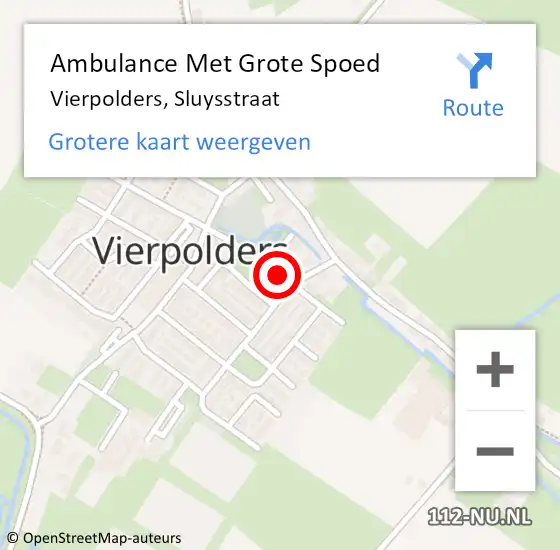 Locatie op kaart van de 112 melding: Ambulance Met Grote Spoed Naar Vierpolders, Sluysstraat op 23 april 2020 17:09