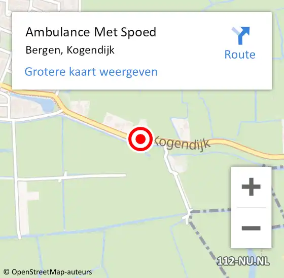 Locatie op kaart van de 112 melding: Ambulance Met Spoed Naar Bergen, Kogendijk op 23 april 2020 17:33