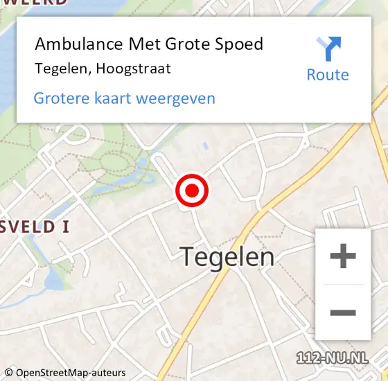 Locatie op kaart van de 112 melding: Ambulance Met Grote Spoed Naar Tegelen, Hoogstraat op 23 april 2020 17:44