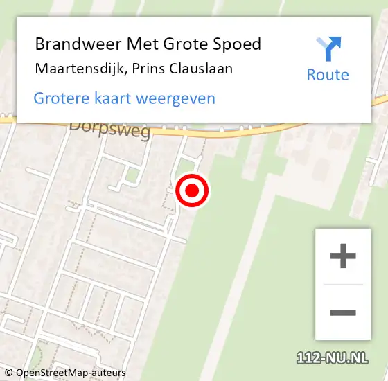 Locatie op kaart van de 112 melding: Brandweer Met Grote Spoed Naar Maartensdijk, Prins Clauslaan op 23 april 2020 17:58