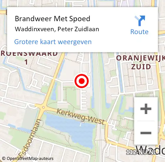 Locatie op kaart van de 112 melding: Brandweer Met Spoed Naar Waddinxveen, Peter Zuidlaan op 4 mei 2014 22:02