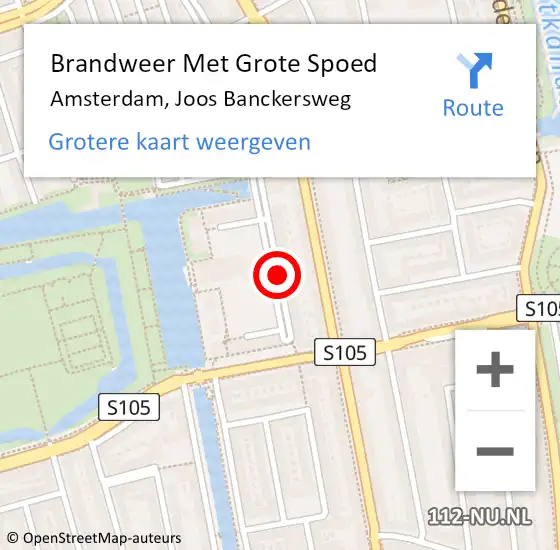 Locatie op kaart van de 112 melding: Brandweer Met Grote Spoed Naar Amsterdam, Joos Banckersweg op 23 april 2020 19:15