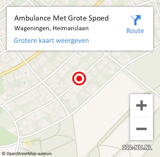 Locatie op kaart van de 112 melding: Ambulance Met Grote Spoed Naar Wageningen, Heimanslaan op 23 april 2020 19:17