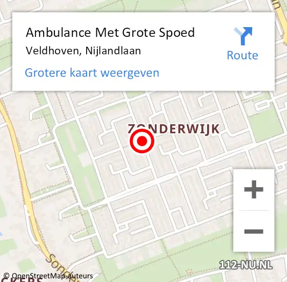 Locatie op kaart van de 112 melding: Ambulance Met Grote Spoed Naar Veldhoven, Nijlandlaan op 23 april 2020 20:35