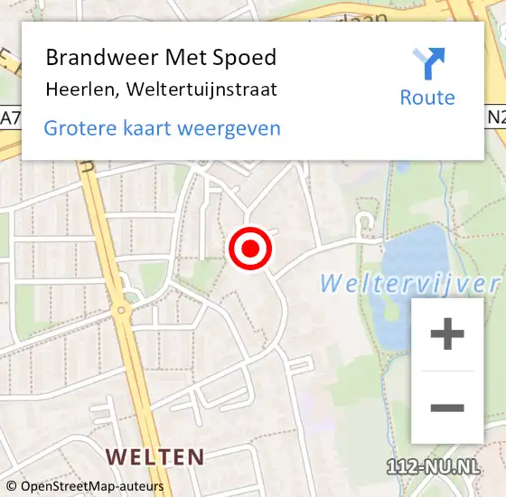 Locatie op kaart van de 112 melding: Brandweer Met Spoed Naar Heerlen, Weltertuijnstraat op 23 april 2020 20:59