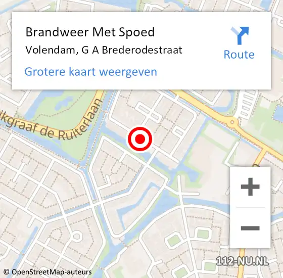 Locatie op kaart van de 112 melding: Brandweer Met Spoed Naar Volendam, G A Brederodestraat op 23 april 2020 21:06