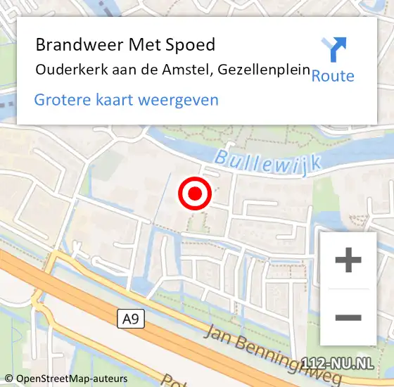 Locatie op kaart van de 112 melding: Brandweer Met Spoed Naar Ouderkerk aan de Amstel, Gezellenplein op 23 april 2020 21:21