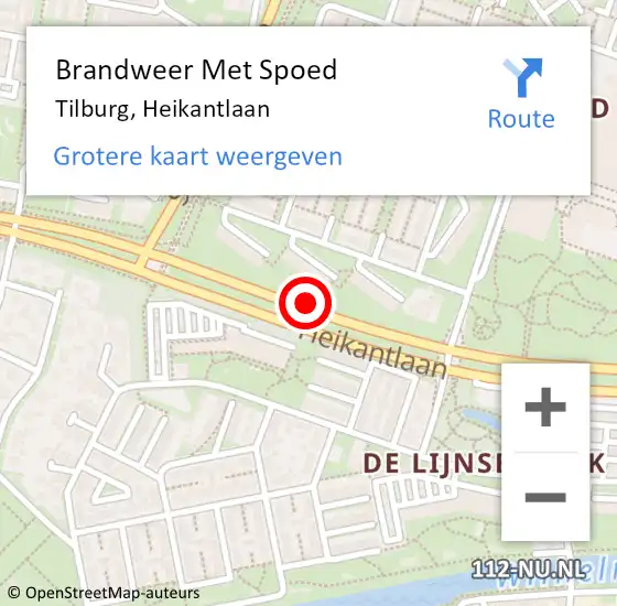 Locatie op kaart van de 112 melding: Brandweer Met Spoed Naar Tilburg, Heikantlaan op 23 april 2020 22:14