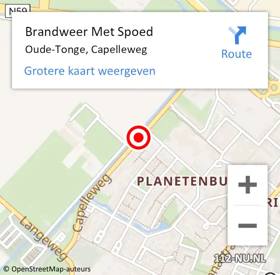 Locatie op kaart van de 112 melding: Brandweer Met Spoed Naar Oude-Tonge, Capelleweg op 24 april 2020 00:19