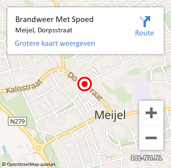 Locatie op kaart van de 112 melding: Brandweer Met Spoed Naar Meijel, Dorpsstraat op 24 april 2020 00:46