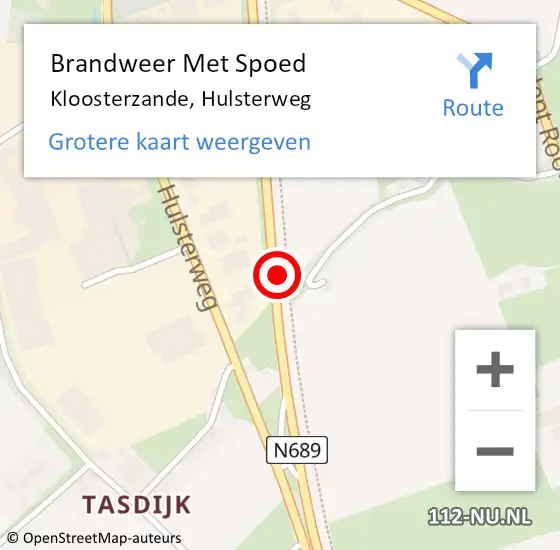 Locatie op kaart van de 112 melding: Brandweer Met Spoed Naar Kloosterzande, Hulsterweg op 24 april 2020 00:50
