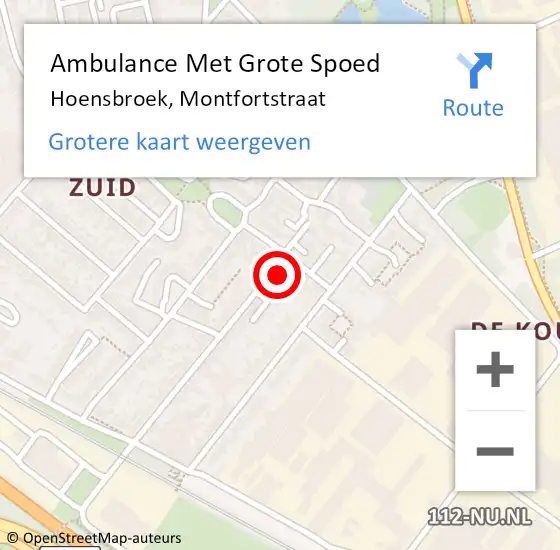 Locatie op kaart van de 112 melding: Ambulance Met Grote Spoed Naar Hoensbroek, Montfortstraat op 4 mei 2014 22:37