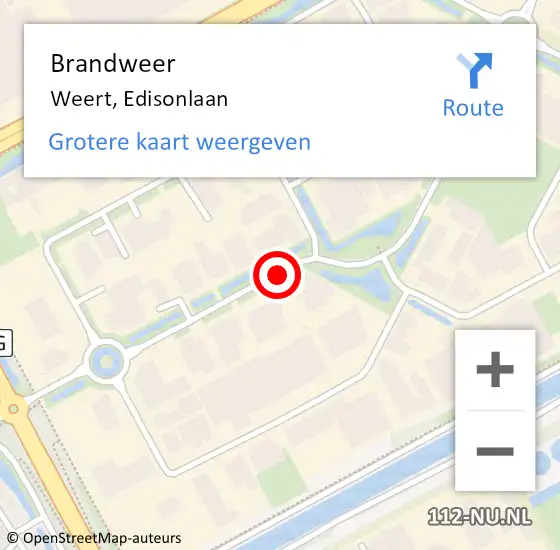 Locatie op kaart van de 112 melding: Brandweer Weert, Edisonlaan op 24 april 2020 01:30