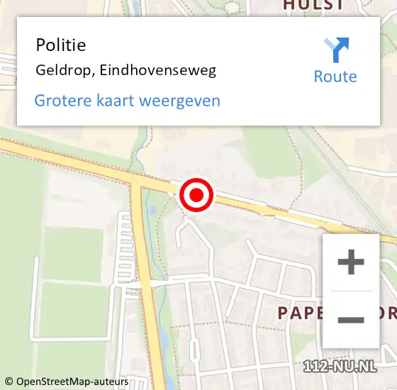 Locatie op kaart van de 112 melding: Politie Geldrop, Eindhovenseweg op 24 april 2020 01:52