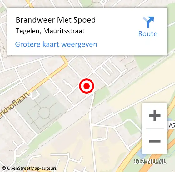 Locatie op kaart van de 112 melding: Brandweer Met Spoed Naar Tegelen, Mauritsstraat op 24 april 2020 03:54