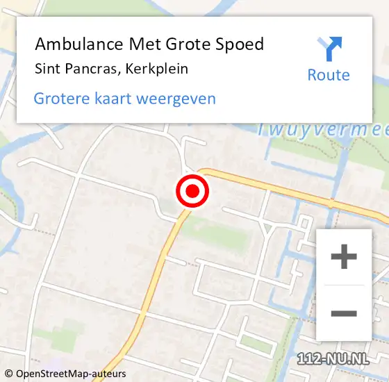 Locatie op kaart van de 112 melding: Ambulance Met Grote Spoed Naar Sint Pancras, Kerkplein op 24 april 2020 04:56