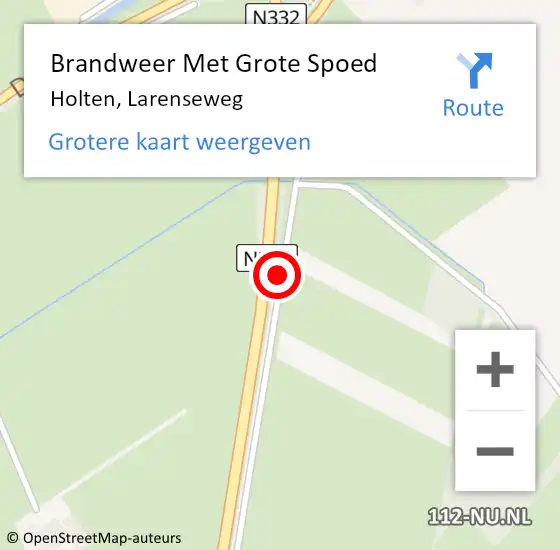 Locatie op kaart van de 112 melding: Brandweer Met Grote Spoed Naar Holten, Larenseweg op 24 april 2020 08:02