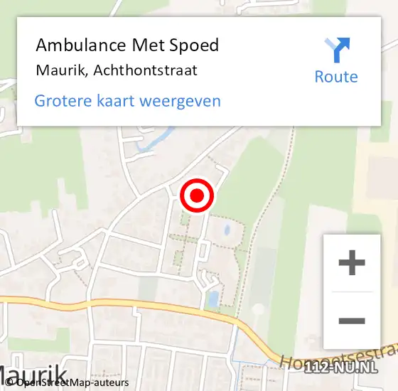 Locatie op kaart van de 112 melding: Ambulance Met Spoed Naar Maurik, Achthontstraat op 24 april 2020 08:32