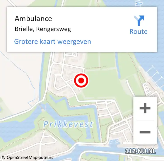 Locatie op kaart van de 112 melding: Ambulance Brielle, Rengersweg op 4 mei 2014 23:01