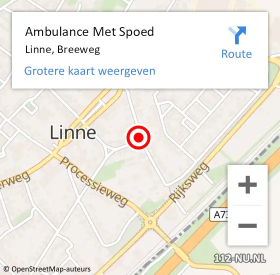 Locatie op kaart van de 112 melding: Ambulance Met Spoed Naar Linne, Breeweg op 24 april 2020 09:13