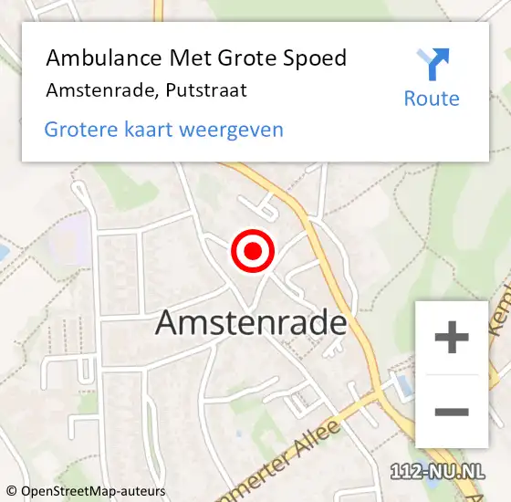 Locatie op kaart van de 112 melding: Ambulance Met Grote Spoed Naar Amstenrade, Putstraat op 4 mei 2014 23:10