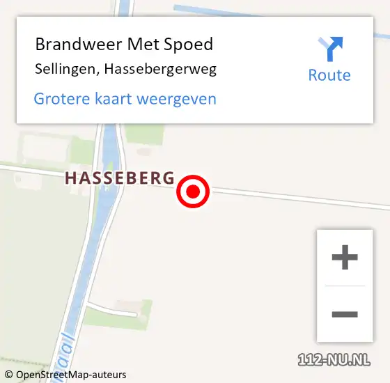Locatie op kaart van de 112 melding: Brandweer Met Spoed Naar Sellingen, Hassebergerweg op 24 april 2020 09:59