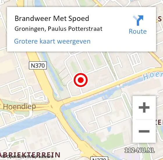 Locatie op kaart van de 112 melding: Brandweer Met Spoed Naar Groningen, Paulus Potterstraat op 4 mei 2014 23:10