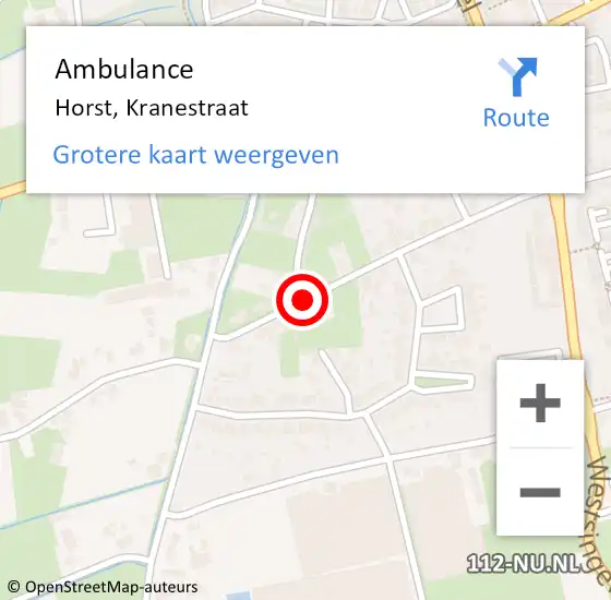 Locatie op kaart van de 112 melding: Ambulance Horst, Kranestraat op 24 april 2020 10:24