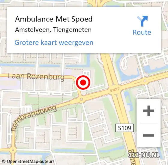 Locatie op kaart van de 112 melding: Ambulance Met Spoed Naar Amstelveen, Tiengemeten op 24 april 2020 10:40