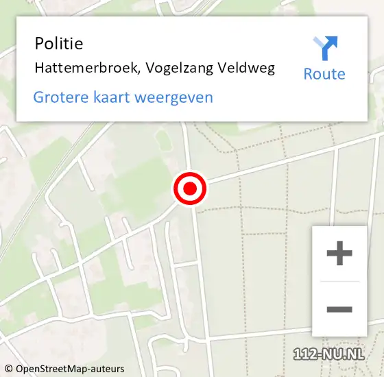 Locatie op kaart van de 112 melding: Politie Hattemerbroek, Vogelzang Veldweg op 24 april 2020 11:53