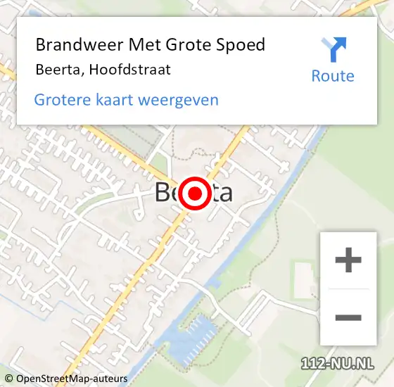 Locatie op kaart van de 112 melding: Brandweer Met Grote Spoed Naar Beerta, Hoofdstraat op 24 april 2020 12:18