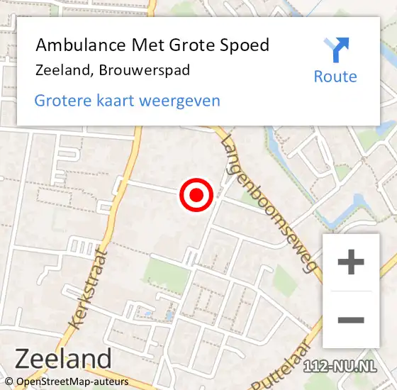 Locatie op kaart van de 112 melding: Ambulance Met Grote Spoed Naar Zeeland, Brouwerspad op 24 april 2020 12:26