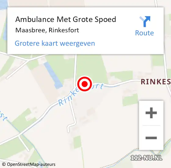 Locatie op kaart van de 112 melding: Ambulance Met Grote Spoed Naar Maasbree, Rinkesfort op 24 april 2020 12:56