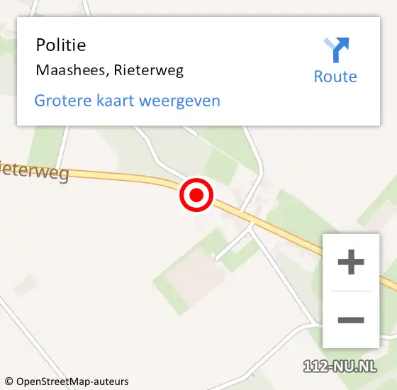 Locatie op kaart van de 112 melding: Politie Maashees, Rieterweg op 24 april 2020 13:01