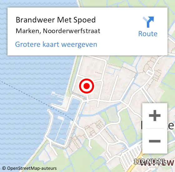 Locatie op kaart van de 112 melding: Brandweer Met Spoed Naar Marken, Noorderwerfstraat op 24 april 2020 13:22