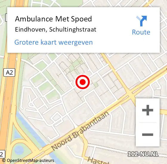 Locatie op kaart van de 112 melding: Ambulance Met Spoed Naar Eindhoven, Schultinghstraat op 24 april 2020 14:14