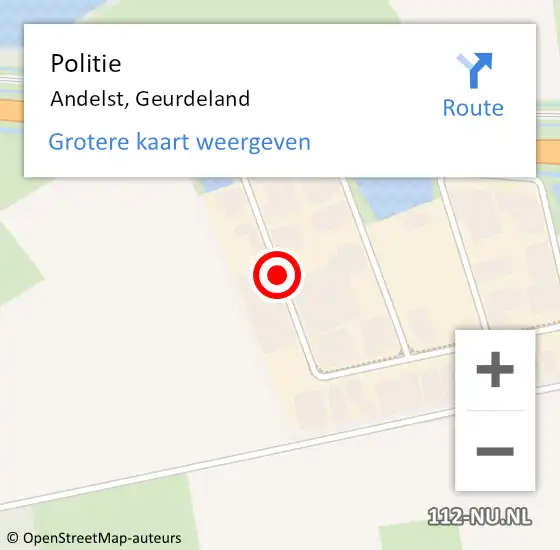 Locatie op kaart van de 112 melding: Politie Andelst, Geurdeland op 24 april 2020 14:17