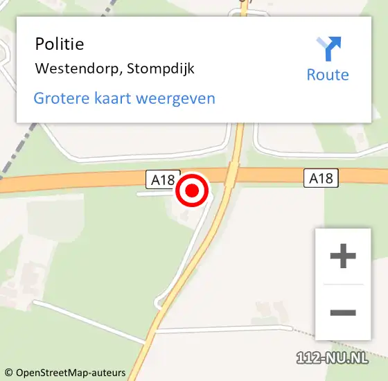 Locatie op kaart van de 112 melding: Politie Westendorp, Stompdijk op 24 april 2020 14:20