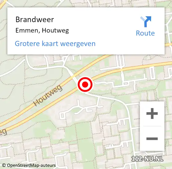 Locatie op kaart van de 112 melding: Brandweer Emmen, Houtweg op 24 april 2020 14:54