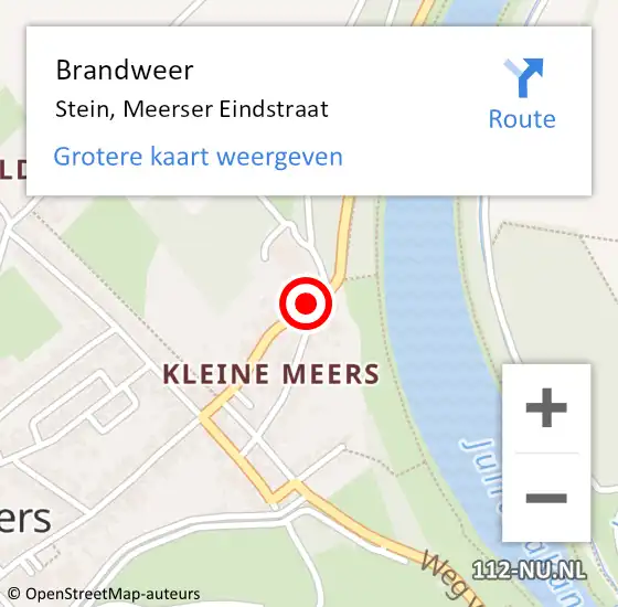 Locatie op kaart van de 112 melding: Brandweer Stein, Meerser Eindstraat op 5 mei 2014 00:40