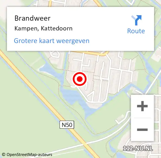 Locatie op kaart van de 112 melding: Brandweer Kampen, Kattedoorn op 24 april 2020 16:45