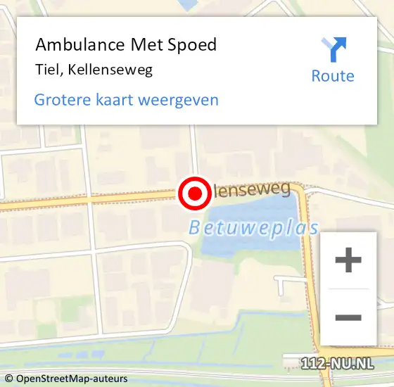 Locatie op kaart van de 112 melding: Ambulance Met Spoed Naar Tiel, Kellenseweg op 24 april 2020 17:49