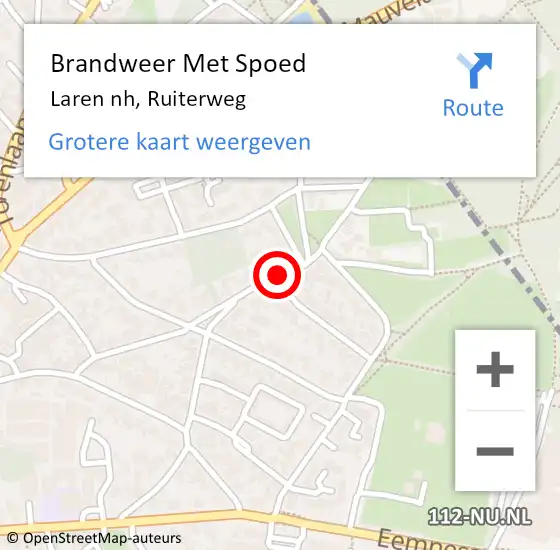 Locatie op kaart van de 112 melding: Brandweer Met Spoed Naar Laren nh, Ruiterweg op 24 april 2020 18:27