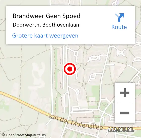 Locatie op kaart van de 112 melding: Brandweer Geen Spoed Naar Doorwerth, Beethovenlaan op 24 april 2020 18:30