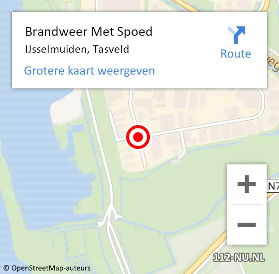 Locatie op kaart van de 112 melding: Brandweer Met Spoed Naar IJsselmuiden, Tasveld op 24 april 2020 19:05