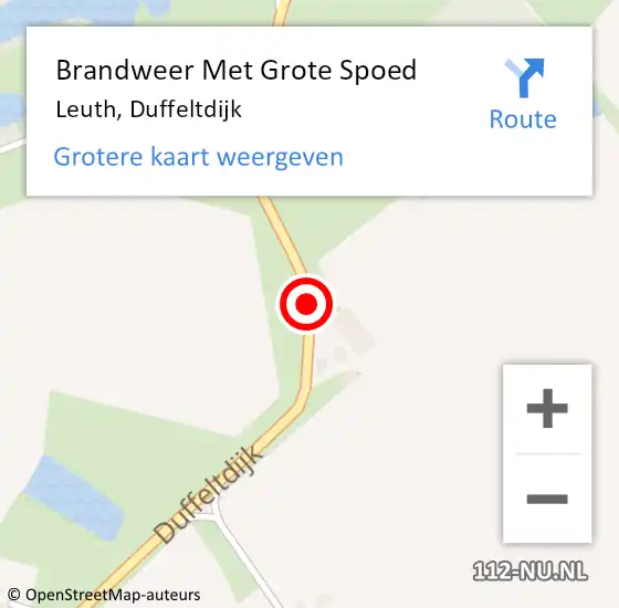 Locatie op kaart van de 112 melding: Brandweer Met Grote Spoed Naar Leuth, Duffeltdijk op 24 april 2020 19:15