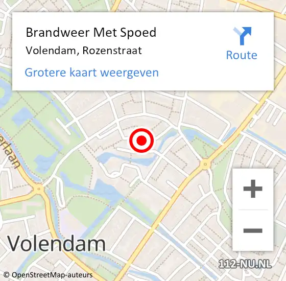 Locatie op kaart van de 112 melding: Brandweer Met Spoed Naar Volendam, Rozenstraat op 24 april 2020 19:37