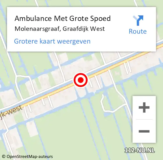 Locatie op kaart van de 112 melding: Ambulance Met Grote Spoed Naar Molenaarsgraaf, Graafdijk West op 24 april 2020 21:11